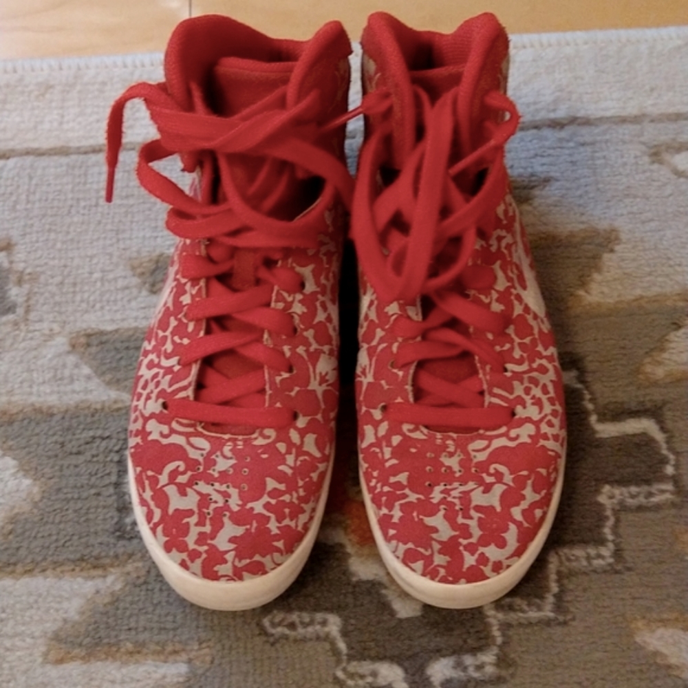 Nike red floral high tops 7.5